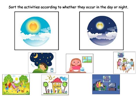 Day And Night Activities Sorting Worksheet Live Worksheets