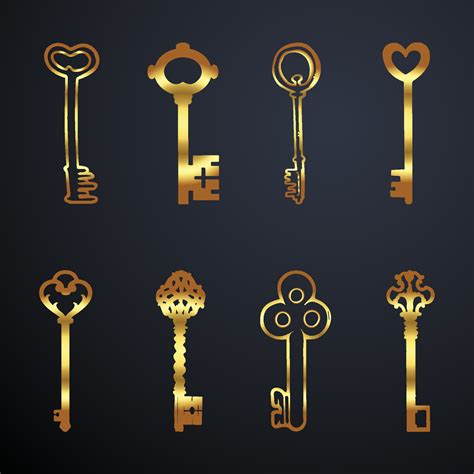 set of golden keys 11911900 Vector Art at Vecteezy