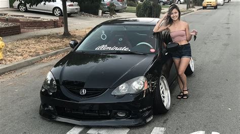 my girlfriend learns how to drive stick shift in the stance rsx almost crashed youtube