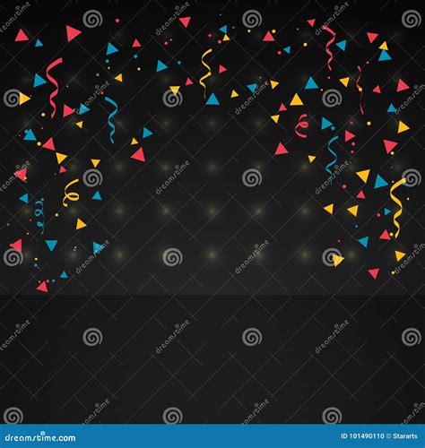 Confetti In Dark Background Stock Vector Illustration Of Background