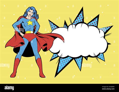 Concept Of Super Woman Or Female Power Pop Art Retro Style