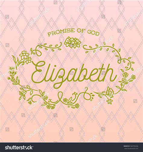 Name Elizabeth Typography Design With Floral Frame On Background