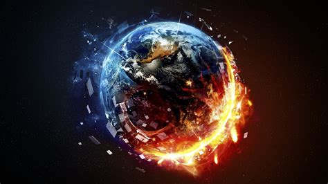 Wallpaper Planet Earth Fire Universe Abstraction Special Effects