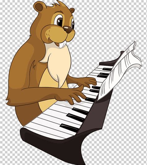 Ilustración De Dibujos Animados Para Piano Un Conejo Tocando La