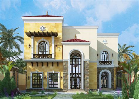 Villa Saudi Arabia On Behance Modern House Facades Mediterranean