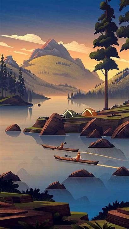 Camping Nature Landscape Illustration Iphone Background Digital