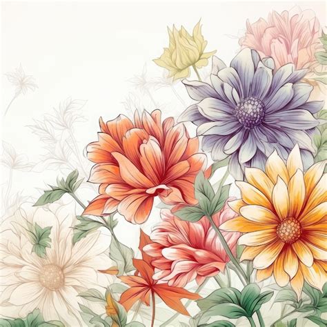 Premium Ai Image Colorful Flowers On A White Background