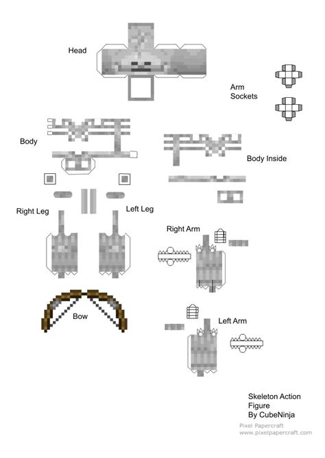 Pixel Papercraft Skeleton Action Figure