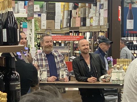 Bryan Cranston and Aaron Paul i. Norwalk liquor store today to