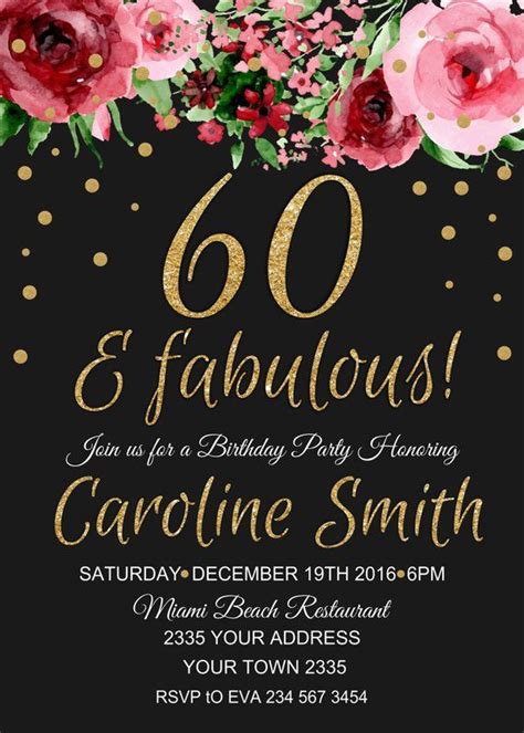 Think beyond flowers, and celebrate mom's special day with this sentimental birthday vase that she can enjoy for years to come! 60th Birthday Invitation. Watercolor Flowers Invitation ...
