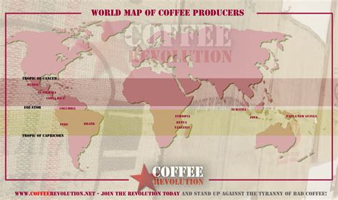 A World Map Of Coffee Producers In The Coffee Belt Infographic