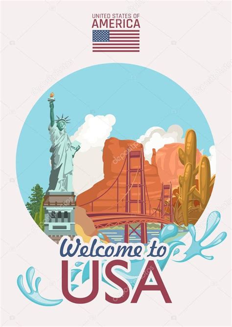Welcome To Usa United States Of America Poster Vector