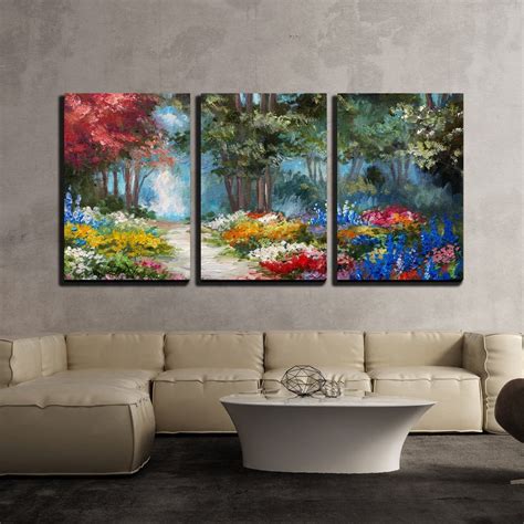 Wall26 3 Piece Canvas Wall Art Oil Painting Landscape Colorful Forest Modern Home Decor