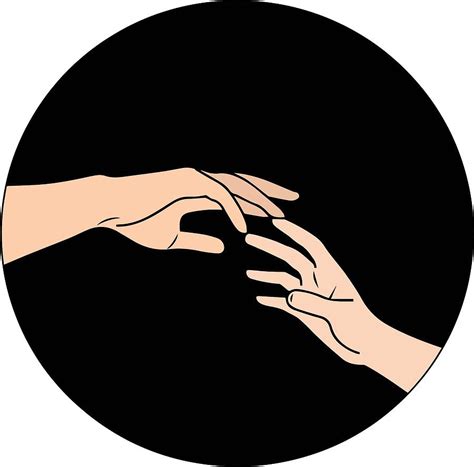 Vector Illustration Two Hands Reaching Each Other On Black Background
