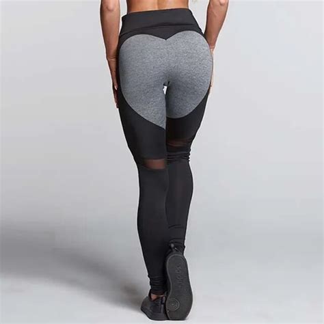 Buy 2018 New Heart Pattern Mesh Splice Leggings Sexy Fitness Clothing Elastic