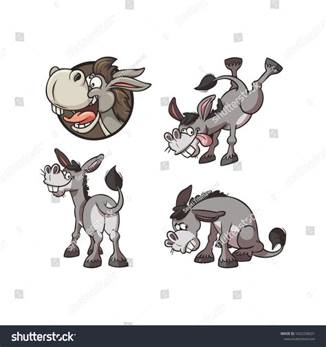 Donkey Cartoon Character Set Vector Illustration Stock Vector Royalty