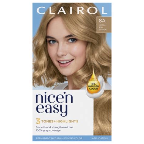 Clairol Nicen Easy Permanent Hair Color 8a Medium Ash Blonde 1 Ct Bakers