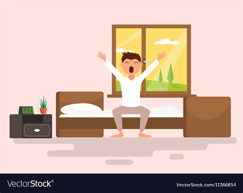 Man Wakes Up Early In Morning Royalty Free Vector Image