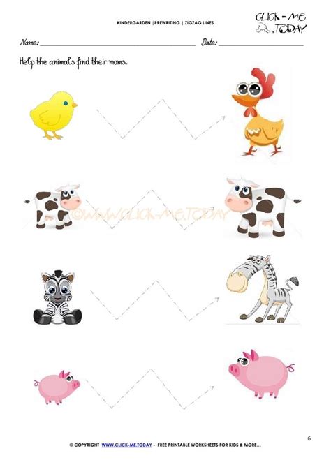 ZIGZAG LINES WORKSHEET 6 | Kids worksheets printables, Zigzag line