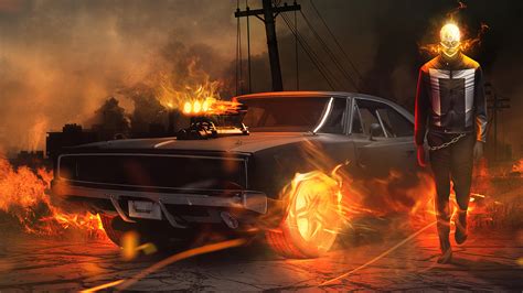 1920x1080 Ghost Rider With Car Laptop Full Hd 1080p Hd 4k Wallpapers