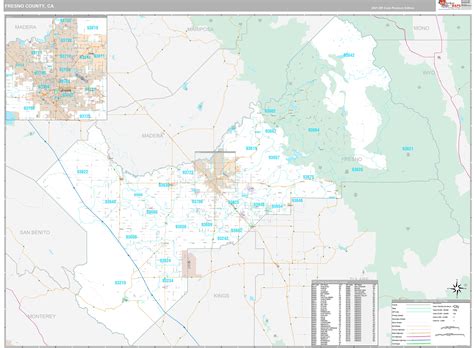 Fresno County, CA Wall Map Premium Style by MarketMAPS - MapSales