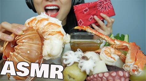 ASMR SEAFOOD Boil Giant LOBSTER KING CRAB Octopus Shrimp EATING SOUNDS SAS ASMR YouTube