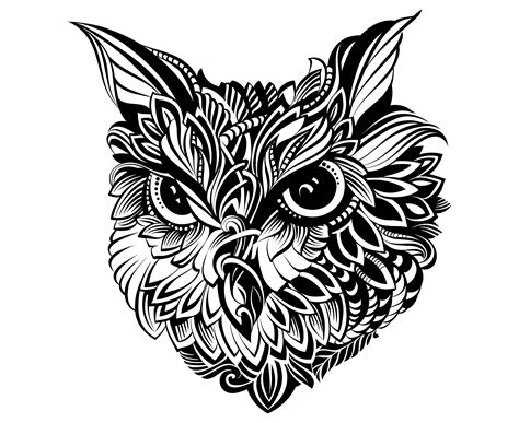 #owl #eule #mandala #ausmalen sticker by magicgirl632. Eule Kopf Mandala Zentangle Tattoo Silhouette SVG | Etsy