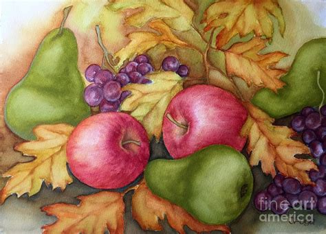 Autumn Fruit Still Life Painting By Inese Poga