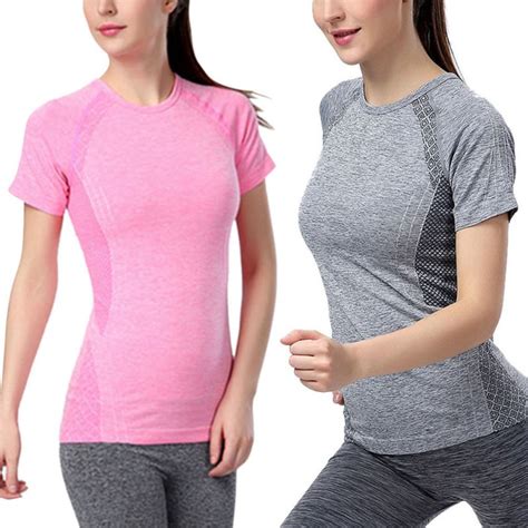Women Casual Workout Fitness T Shirts Elastic Fit Top Clothes In T Shirts From Women S Clothing
