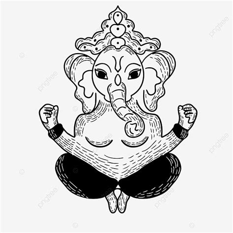 Éléphant Dessiné Main Dessin Animé Indien Ganesh Chaturthi Illustration