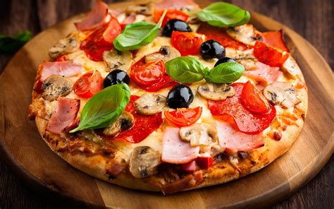 Pepperoni Pizza On Wooden Tray Hd Wallpaper Wallpaper Flare