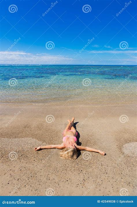 Woman Relaxing On Tropical Beach Stock Photo Image Of Body Holiday