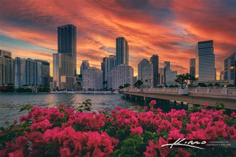 Downtown Miami From Brickell Key During Sunset Hdr Photography By