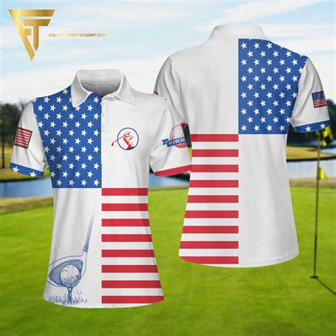 American Flag Golf V2 Full Printing Polo Shirt Pixeltee