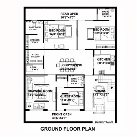 House Plans For 40 X 50 Feet Plot Decorchamp House Plans Ground
