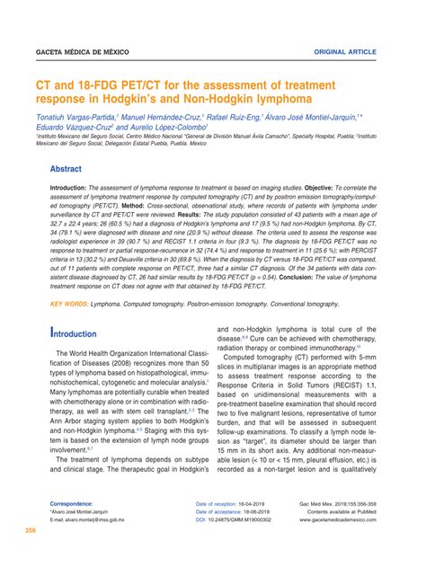 Pdf Ct And 18 Fdg Petct For The Assessment Of Treatment Response In