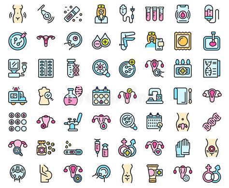 Reproductive Health Icons Set Line Color Vector Stock Illustration