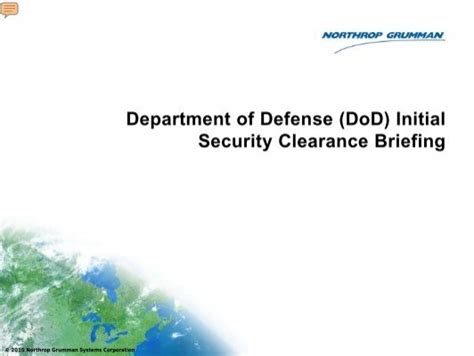 Pdf Version Of Initial Dod Security Briefing Northrop Grumman