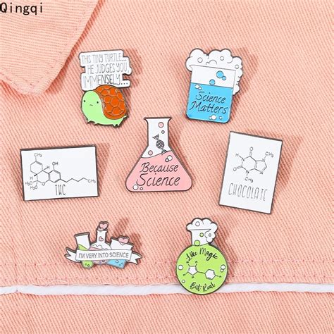 Science Enamel Pin Chemistry Molecular Beaker Brooch Badges Cartoon
