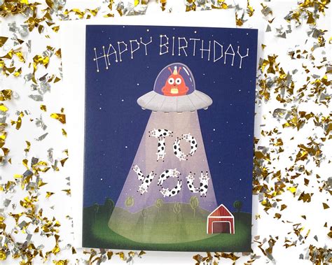 Alien Birthday Card Funny Birthday Card Happy Birthday Card Etsy Uk