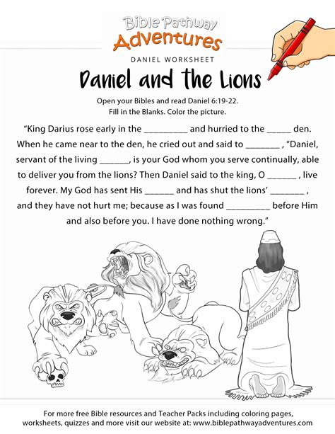 Daniel In The Lions Den Worksheet Sundayschoolist