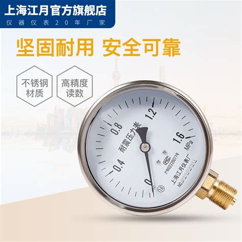 Shanghai Jiangyue Y100 Radial Pressure Gauge Pointer Nitrogen Oxygen