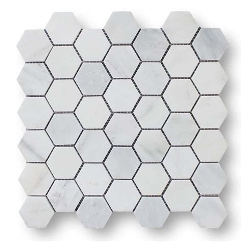 Bianco Carrara Marble 2 Inch Hexagon Mosaic Tiles Rocky Point Tile