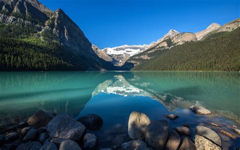 Herunterladen Hintergrundbild 4k Lake Louise Sommer Banff Die Berge
