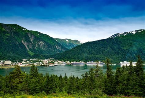 Mountain Landscape And The Town Of Juneau In Alaska Image Free Stock