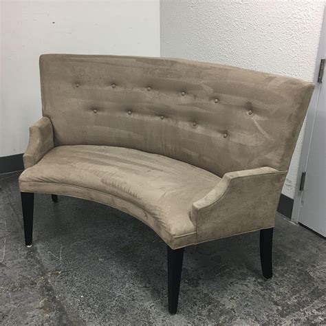 Expert craftsmanship is displayed in the curved edges and the smooth grained finish. Image of Curved Gray Ultra Suede Banquette | Banquette ...