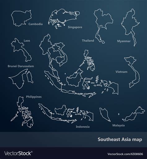Southeast Asia Map Royalty Free Vector Image Vectorstock