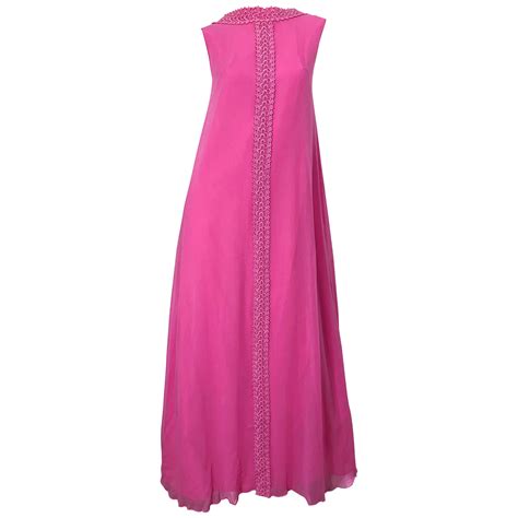 Amazing 1960s Hot Pink Chiffon Sleeveless Vintage 60s Dress W Attached