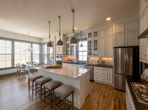Check spelling or type a new query. L Shaped Kitchen with Shiplap Island - Transitional - Kitchen