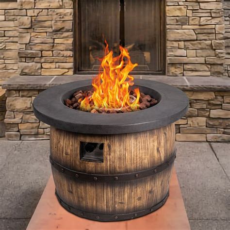Loon Peak Outdoor Garden Wine Barrel Propane Fire Pit Table Wayfairca